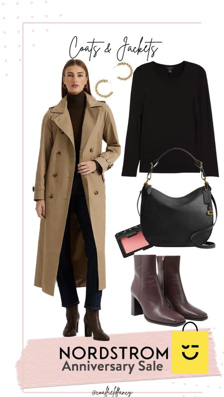 Trench coat
Black top
Black bag
Brown boots

#LTKxNSale #LTKworkwear