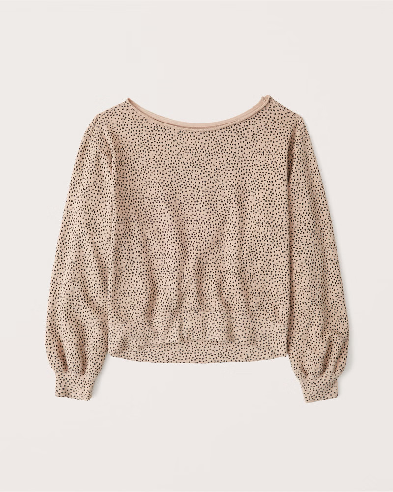 Leopard Terry Boatneck Crew Sweatshirt | Abercrombie & Fitch (US)