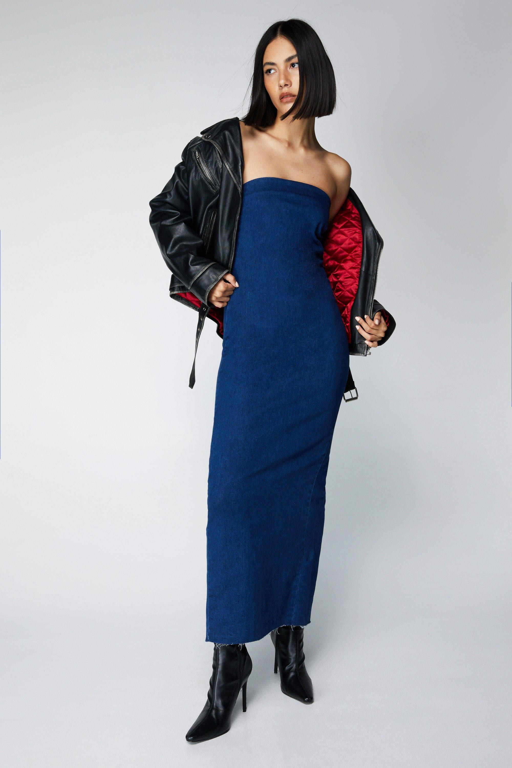 Denim Strapless Maxi Dress | Debenhams UK