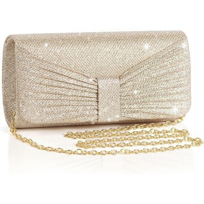 Evening Bag Clutch Purses for Women Wedding Bag Sparkling Party Handbag with Detachable Chain Apricot Gold 7.9 x 1.8 x 4 | Target