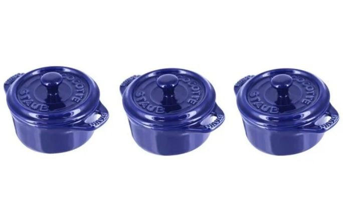 Staub Stoneware 3-pc, Mini Round Dutch Oven Set, dark blue | The ZWILLING Group Cutlery & Cookware