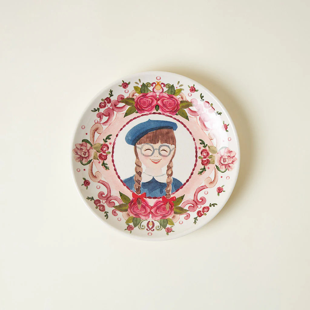 Blue Cute American Girl® Molly Portrait Dessert Plate | Posh Peanut® | Posh Peanut