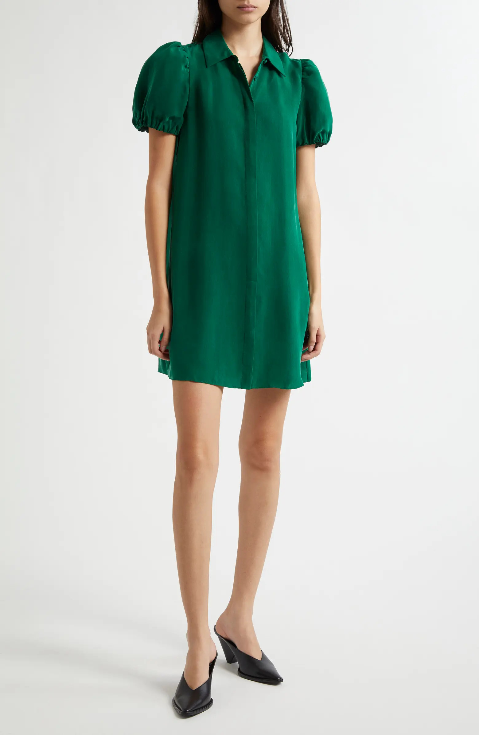 Alice + Olivia Jem Puff Sleeve Mini Shirtdress | Nordstrom | Nordstrom