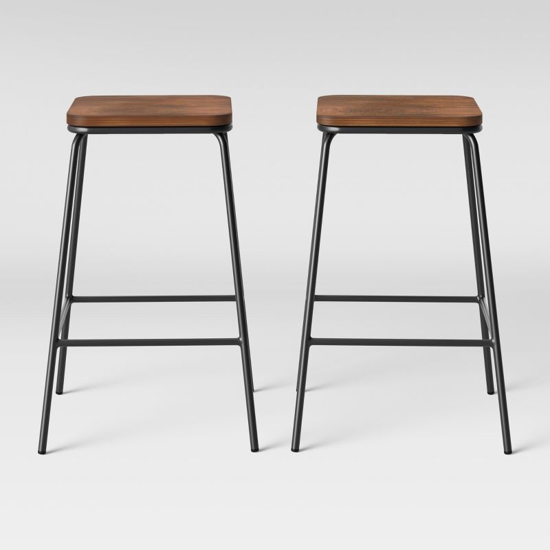 Set of 2 Rhodes Metal/Wood Counter Height Barstool Black - Project 62™ | Target