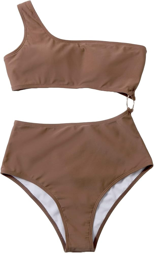SOLY HUX Women's One Shoulder Cut Out Colorblock Monokini One Piece Swimsuit | Amazon (US)