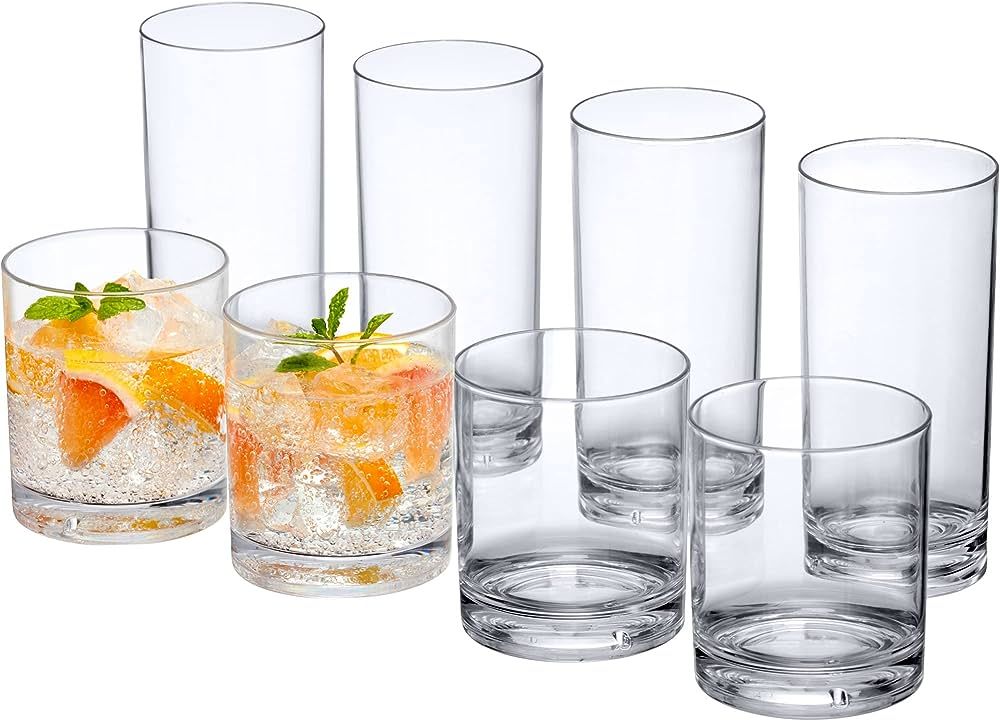 Amazing Abby - Probity - 12-Ounce and 16-Ounce Plastic Tumblers (Set of 8), Plastic Drinking Glas... | Amazon (US)
