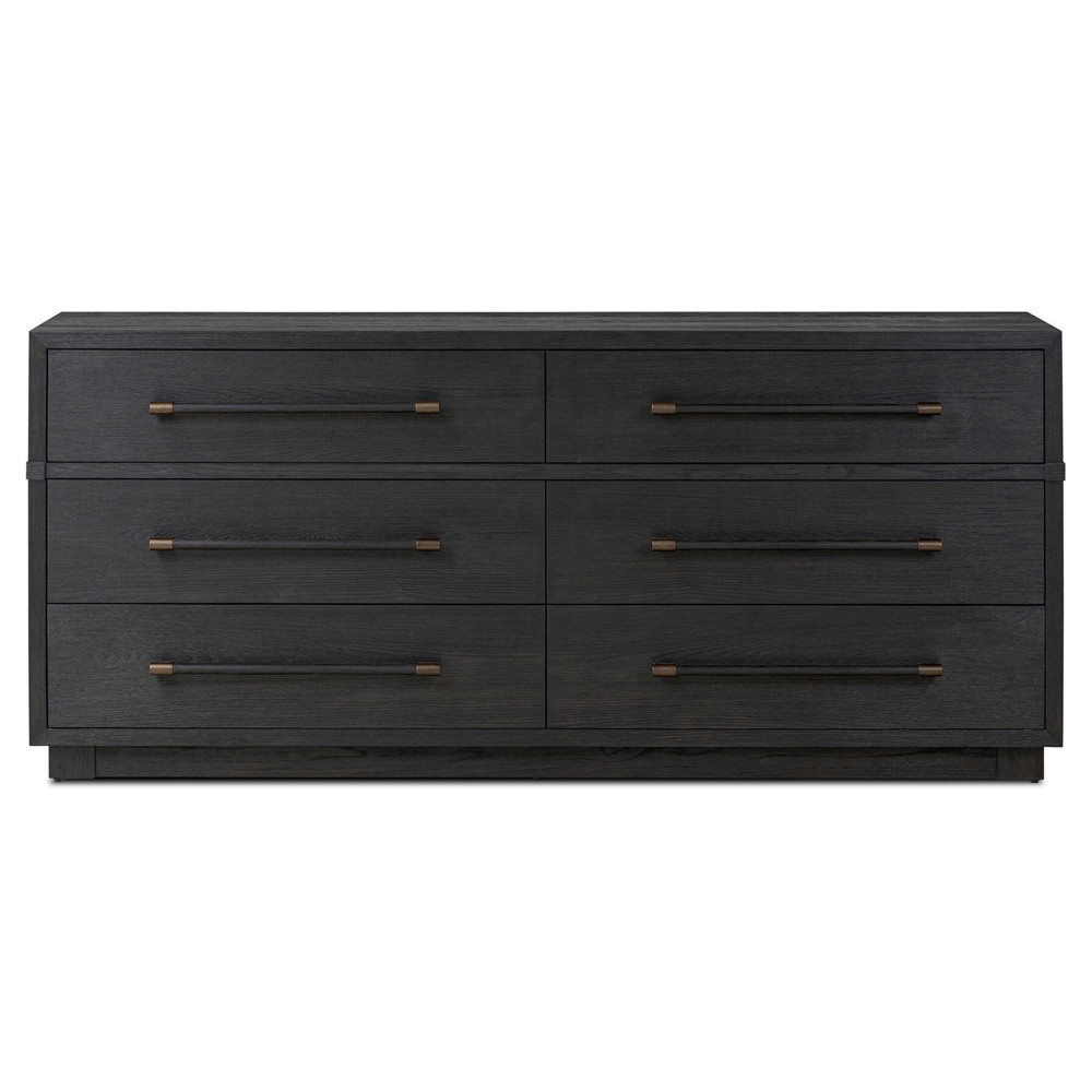 Rubielle Modern Classic Black Wood Double Dresser | Kathy Kuo Home
