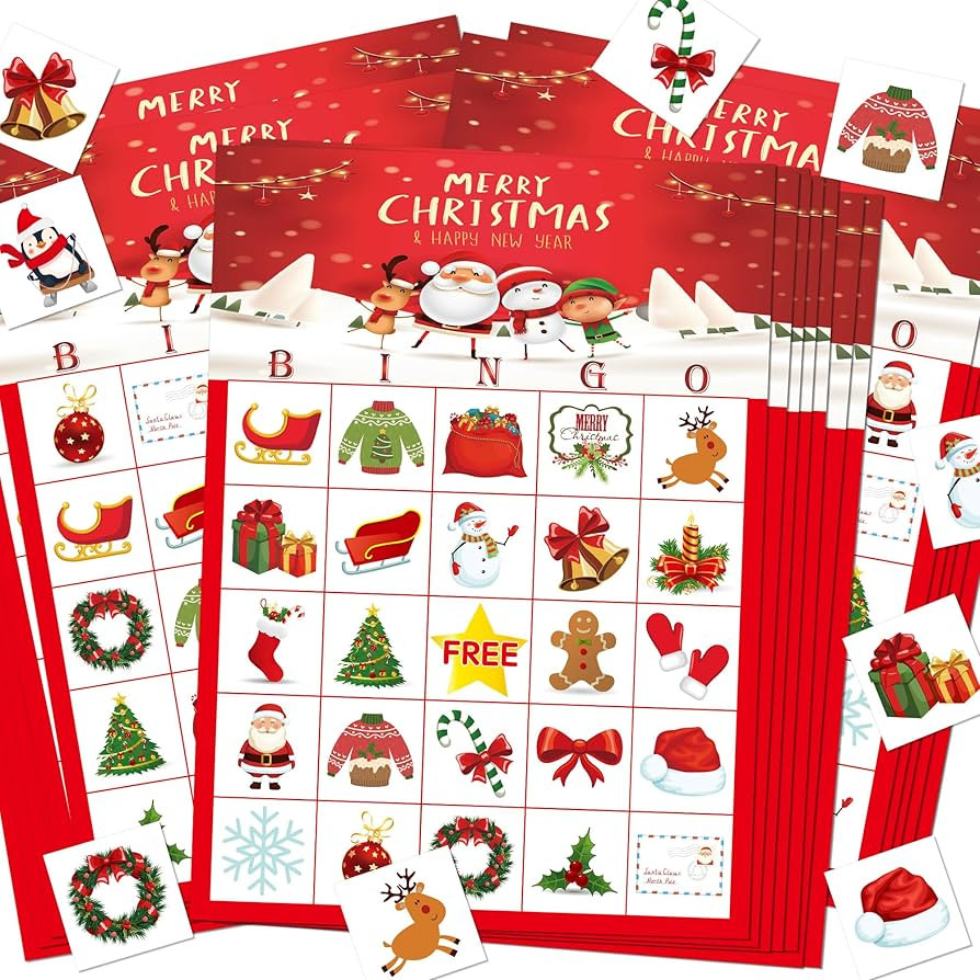 MISS FANTASY Christmas Bingo Game for Kids - 24 Players Bingo Cards Christmas Games Crafts Christ... | Amazon (US)
