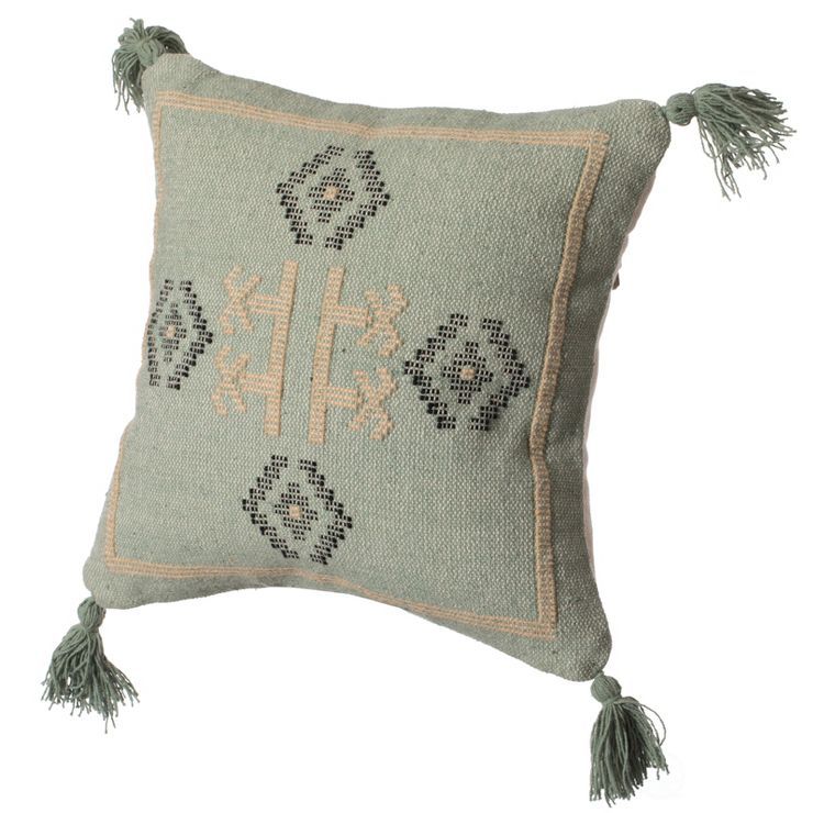 16" Handwoven Cotton Throw Pillow Cover with Tassel Corners | Target