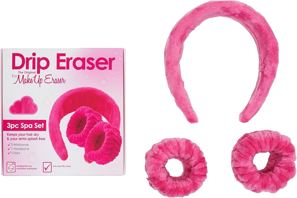 MakeUp Eraser Drip Eraser by The Original, Absorbent Headband and Wristbands Collect Water During... | Amazon (US)
