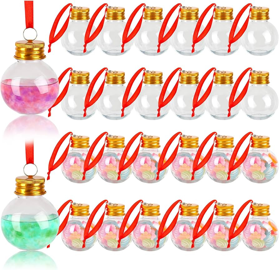 FOIMAS 24pcs Christmas Booze Balls,Christmas Fillable Booze Ball Tree Hanging Ornaments Clear Pla... | Amazon (US)