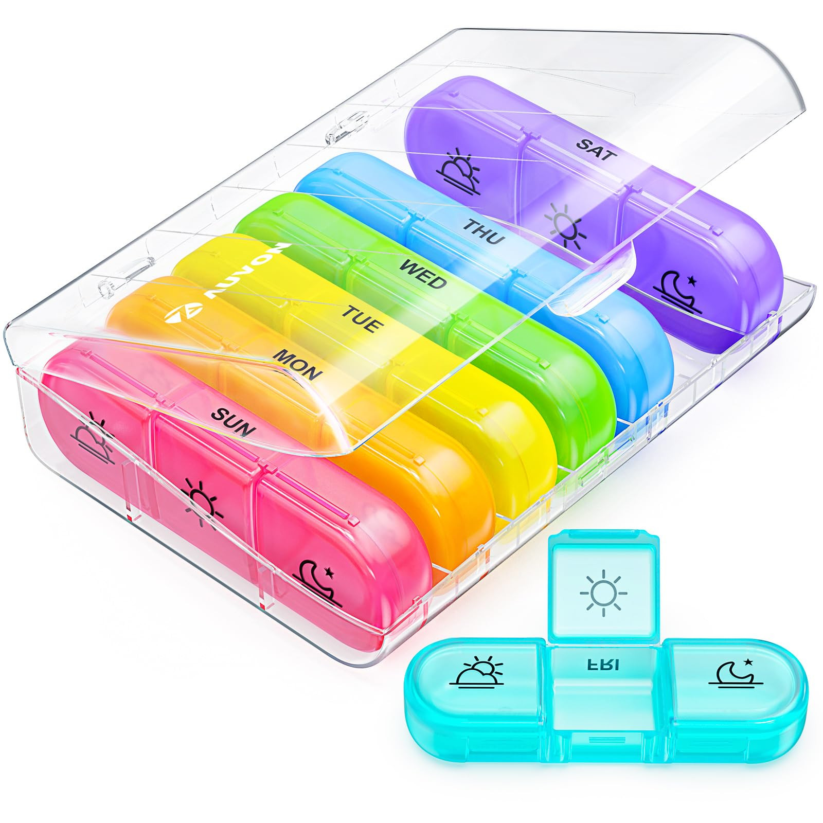 AUVON Weekly Pill Organizer 3 Times a Day, Large 7 Day Pill Box 3 Times a Day with Separate Conta... | Amazon (US)