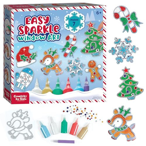 Creativity for Kids Holiday Easy Sparkle Window Art Craft Kit: Create 7 Window Art Designs, Holiday Crafts, Christmas Crafts for Kids, Christmas Activities for Kids (Ages 6+) | Amazon (US)