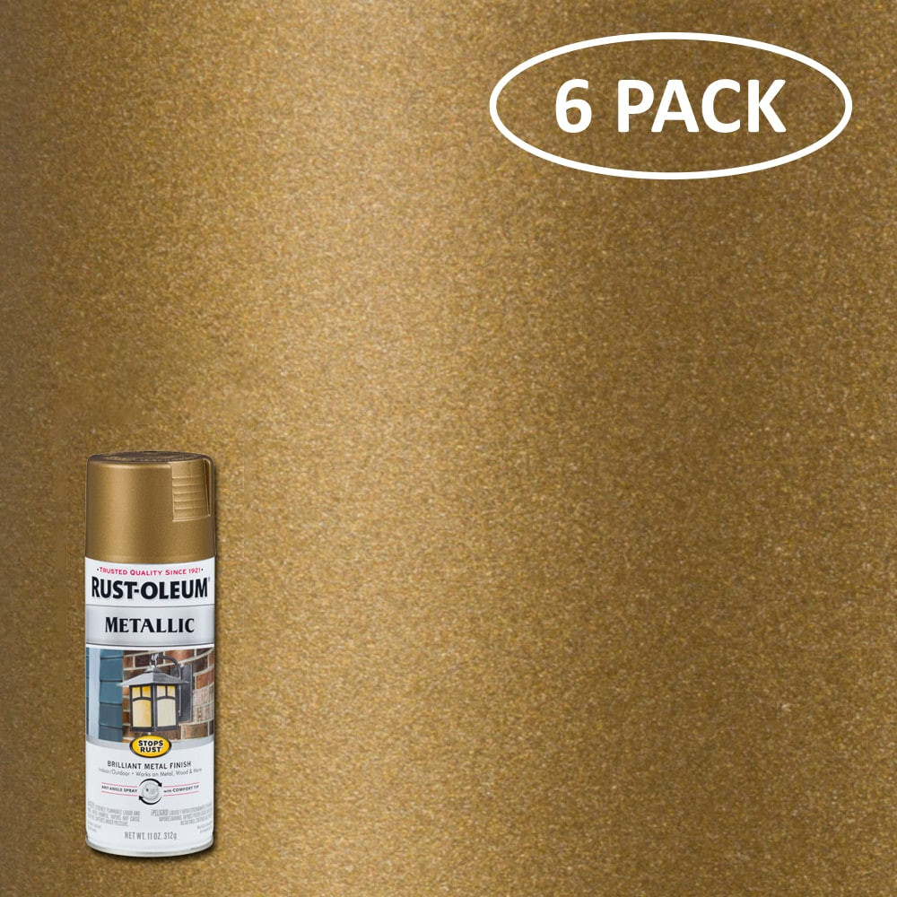 Rust-Oleum Stops Rust Metallic Gloss Champagne Bronze Metallic Oil-based Spray paint ( NET WT. 11.0-oz ) 6 -Pack | 313142SOS | Lowe's