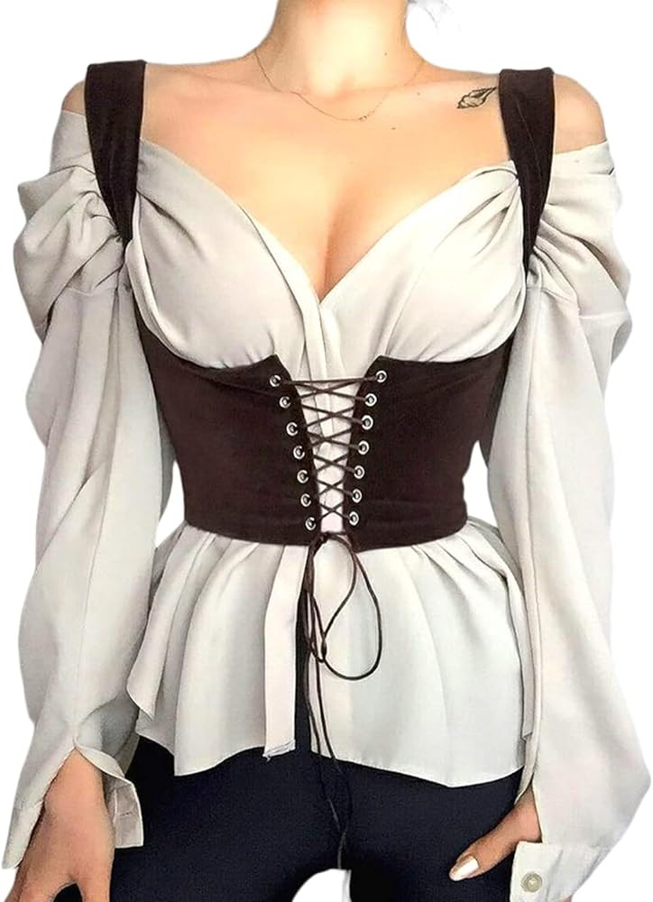 VILAGRAH Women 's Lace Up Corset Bustier Sexy Waist Trainer Belt Bustier Steampunk Underbust Cors... | Amazon (US)