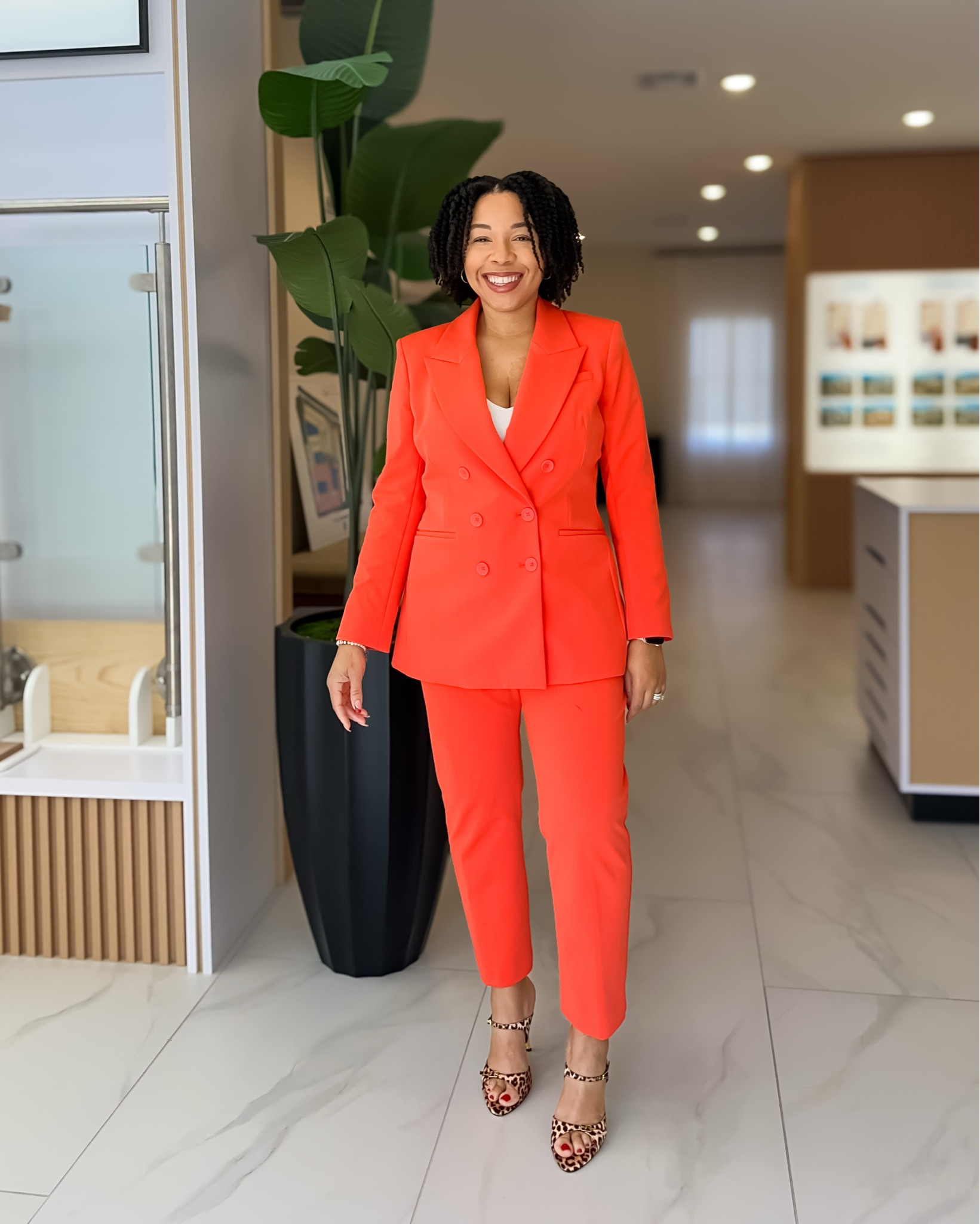 This is what I call a power suit!!! Loving the bright colors! 

This exact suit is older but I added some similar options for you below. The sandals are still available.

#workootd #realtoroutfit

#LTKootd #LTKWorkwear