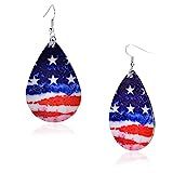 American Flag Earrings for Women and Girls 4th of July Patriotic Earrings Cute Teardrop Leather Dang | Amazon (US)
