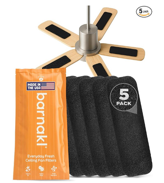 Barnakl Ceiling Fan Air Purifier Pads, Activated Coconut Shell Carbon Fan Filters Trap Dust, Odors & Allergens, Easy-Stick Universal Fit for Ceiling Fan Blades, Odorless & Unscented - (5 Count) cleaning home finds on amazon 

 #LTKHome