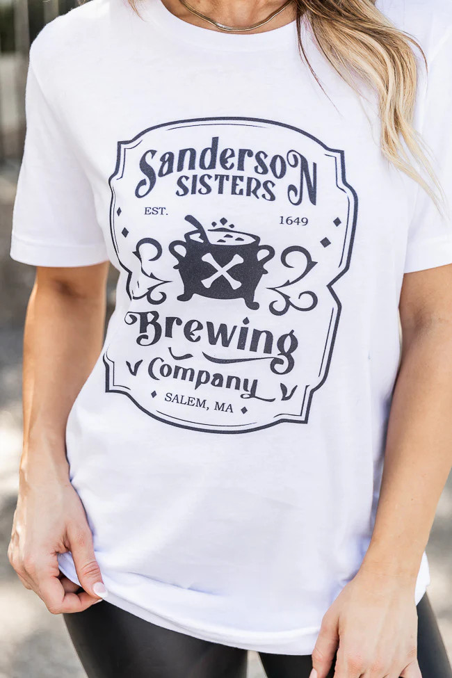 Sanderson Brewing Co. White Graphic Tee | Pink Lily