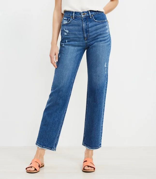 90s Straight Jeans in Mid Indigo Wash | LOFT