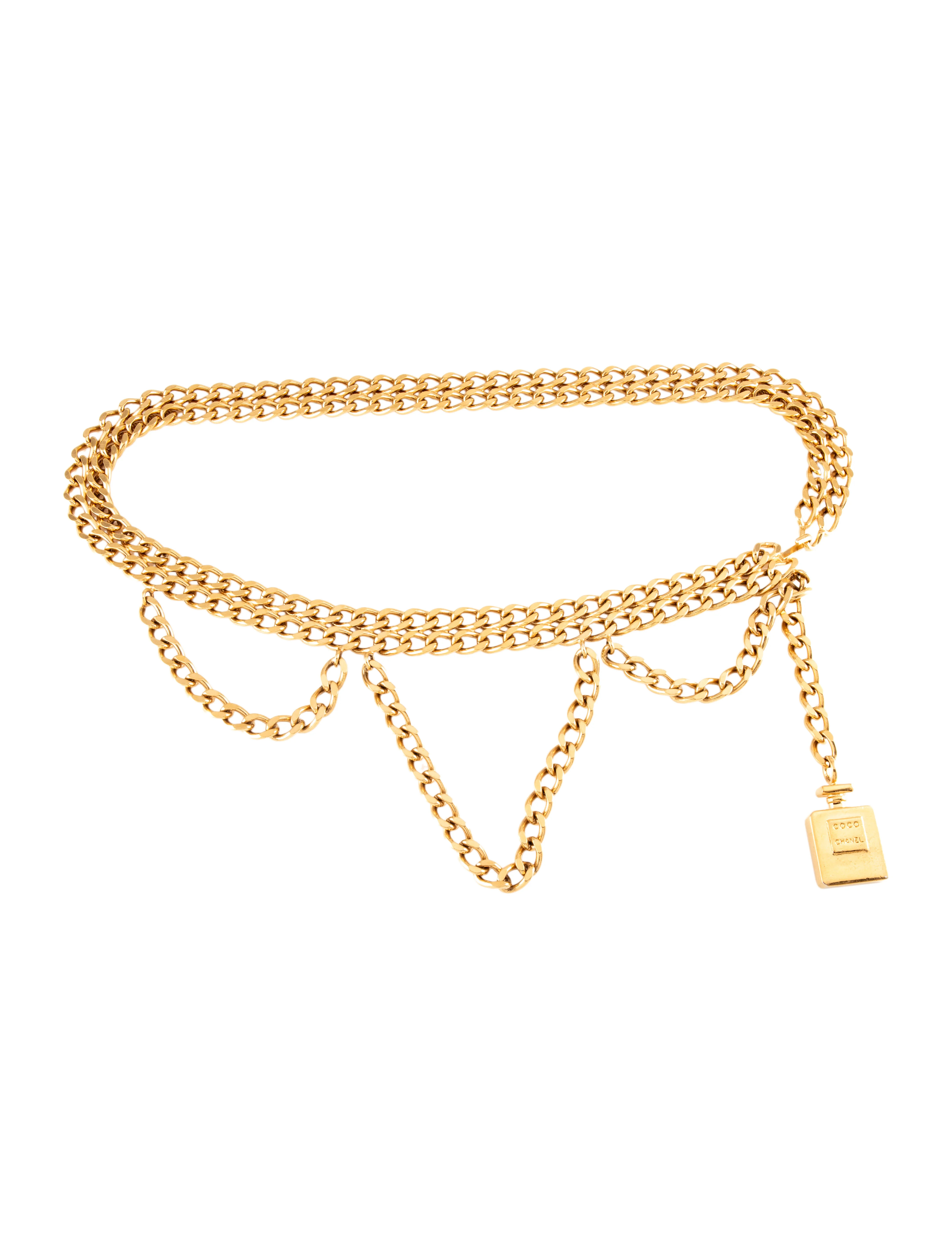Coco Perfume Chain-Link Skinny Chain-Link Belt | The RealReal