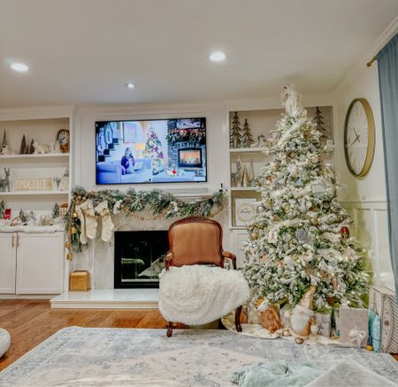 Cozy Christmas Vibes watching Hallmark Movies after the kids are in bed! Christmas Mantle Decor. Flocked Tree. Flocked Garland. Christmas Decor. Frame TV

#LTKSeasonal #LTKhome #LTKHoliday