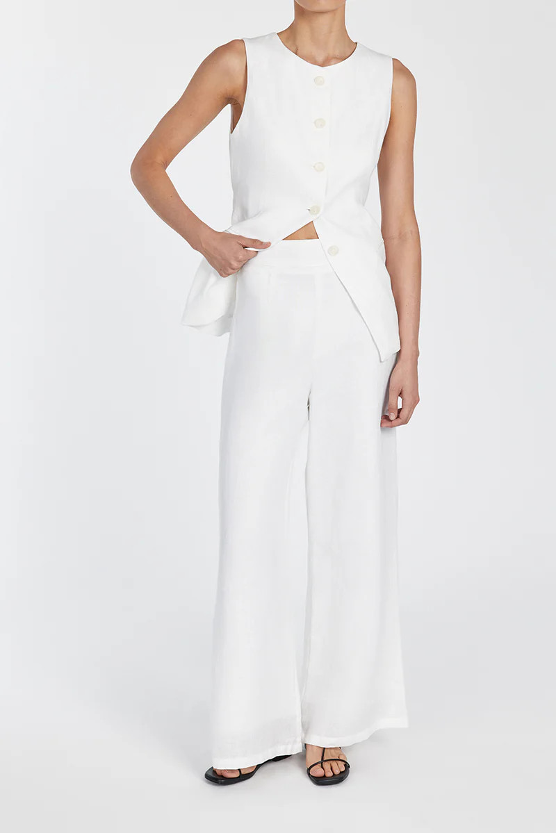 FLICK WHITE LINEN PANT | DISSH