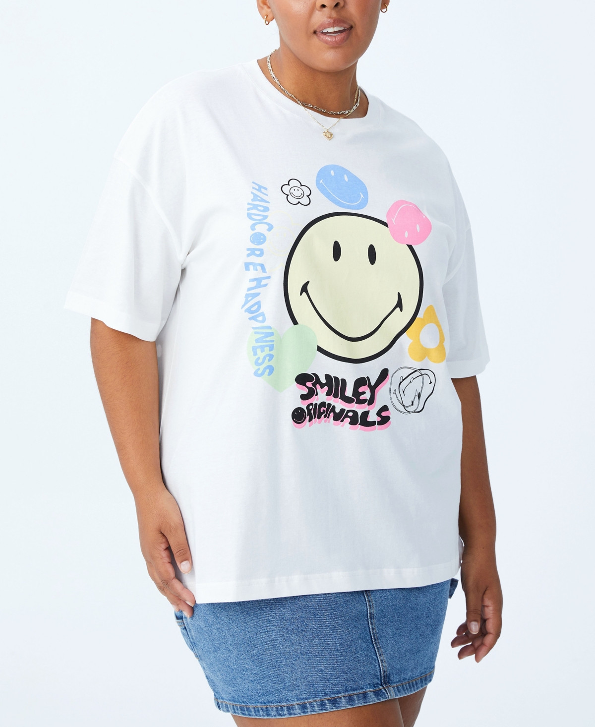 Trendy Plus Size Oversized Smiley Face Graphic T-Shirt Top | Macys (US)