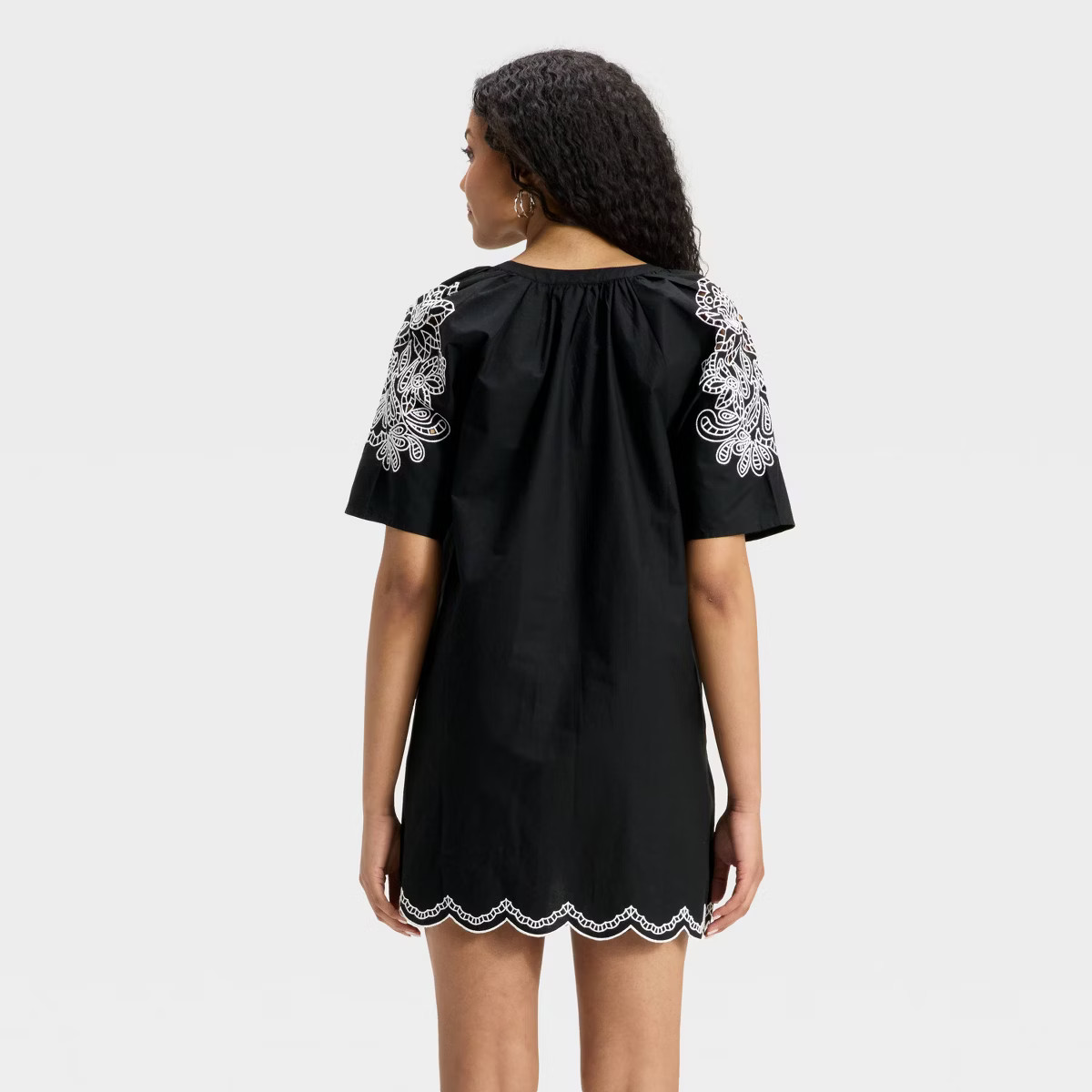 Women's Short Sleeve Eyelet Mini A-Line Dress - Universal Thread™ Black | Target