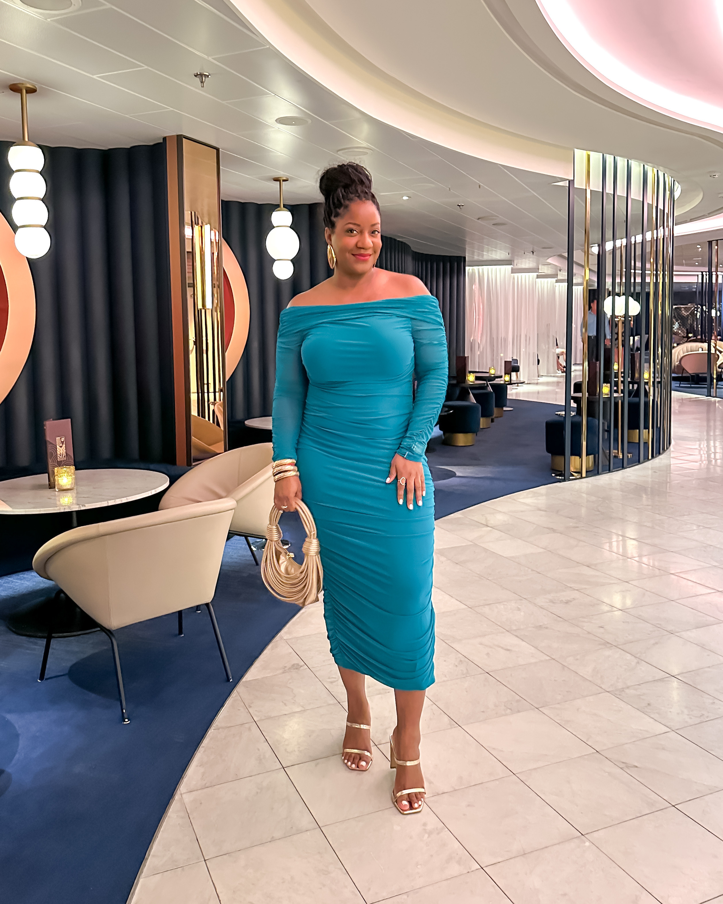 This dress is so flattering and comfortable at the same time! It has a good amount of stretchiness and fits the curves just the way I like it! Wearing size L. 

maxi dress with sleeves / gold accessories / evening maxi dress outfit / blue maxi dress styling / formal off the shoulder dress / ruched dress outfit ideas / blue evening dress / trendy off shoulder dresses / Amazon dress / Amazon finds 

#LTKMidsize #LTKParties #LTKFindsUnder100