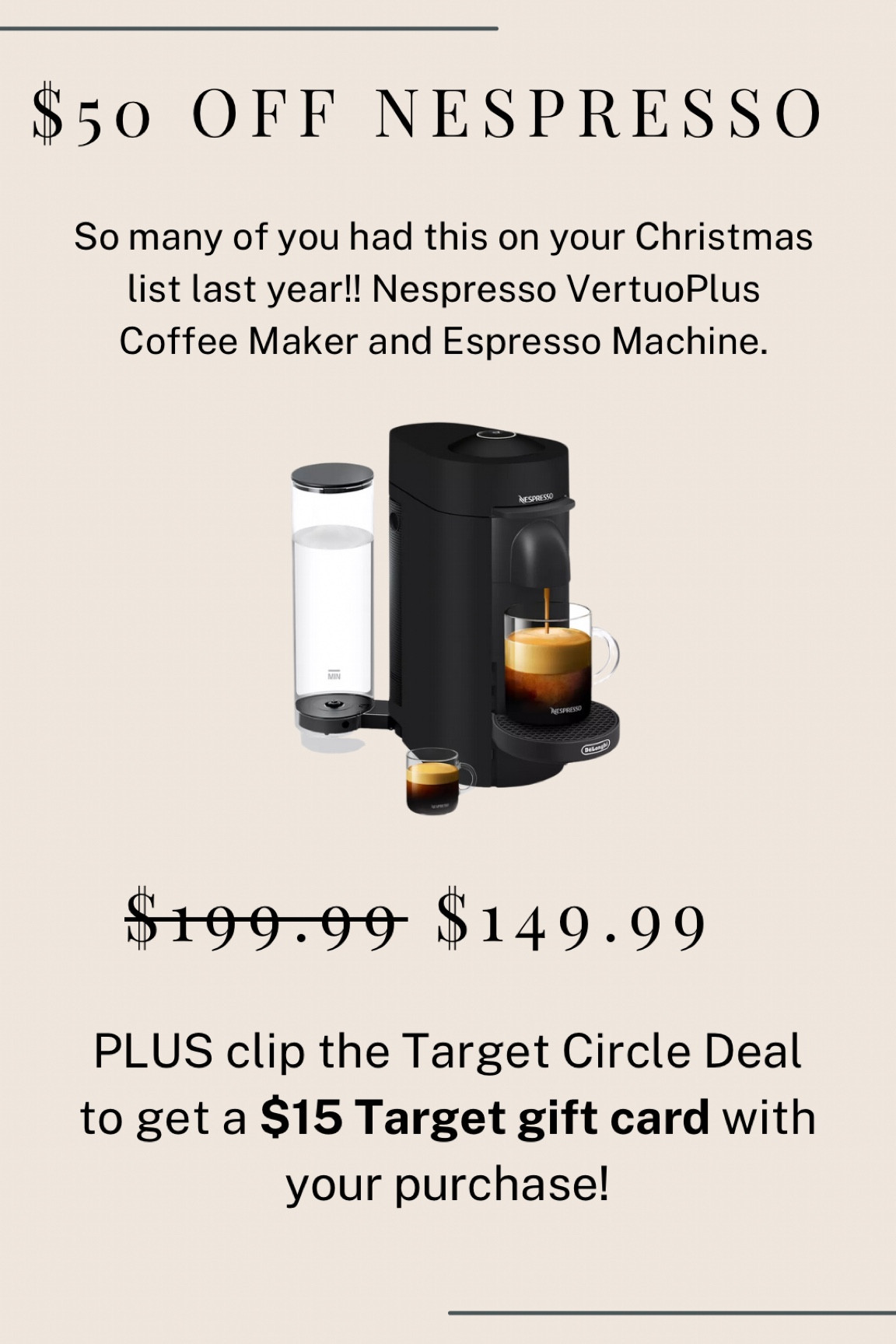 $50 off Nespresso at Target! 

#LTKSaleAlert