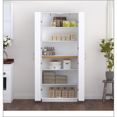 Kitchen Pantry Cabinet White Storage Cabinet Food Pantry with Doors and Adjustable Shelves Freestanding Buffet Cupboards Sideboard for Kitchen, Living | Wayfair North America