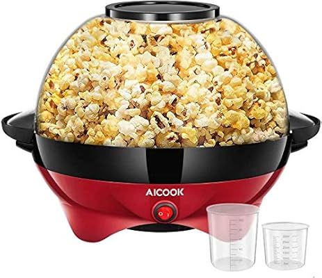 Popcorn Machine, AICOOK 6-Quart/24-Cup 800W Fast Heat-up Popcorn Popper Machine, Electric Hot Oil... | Amazon (US)