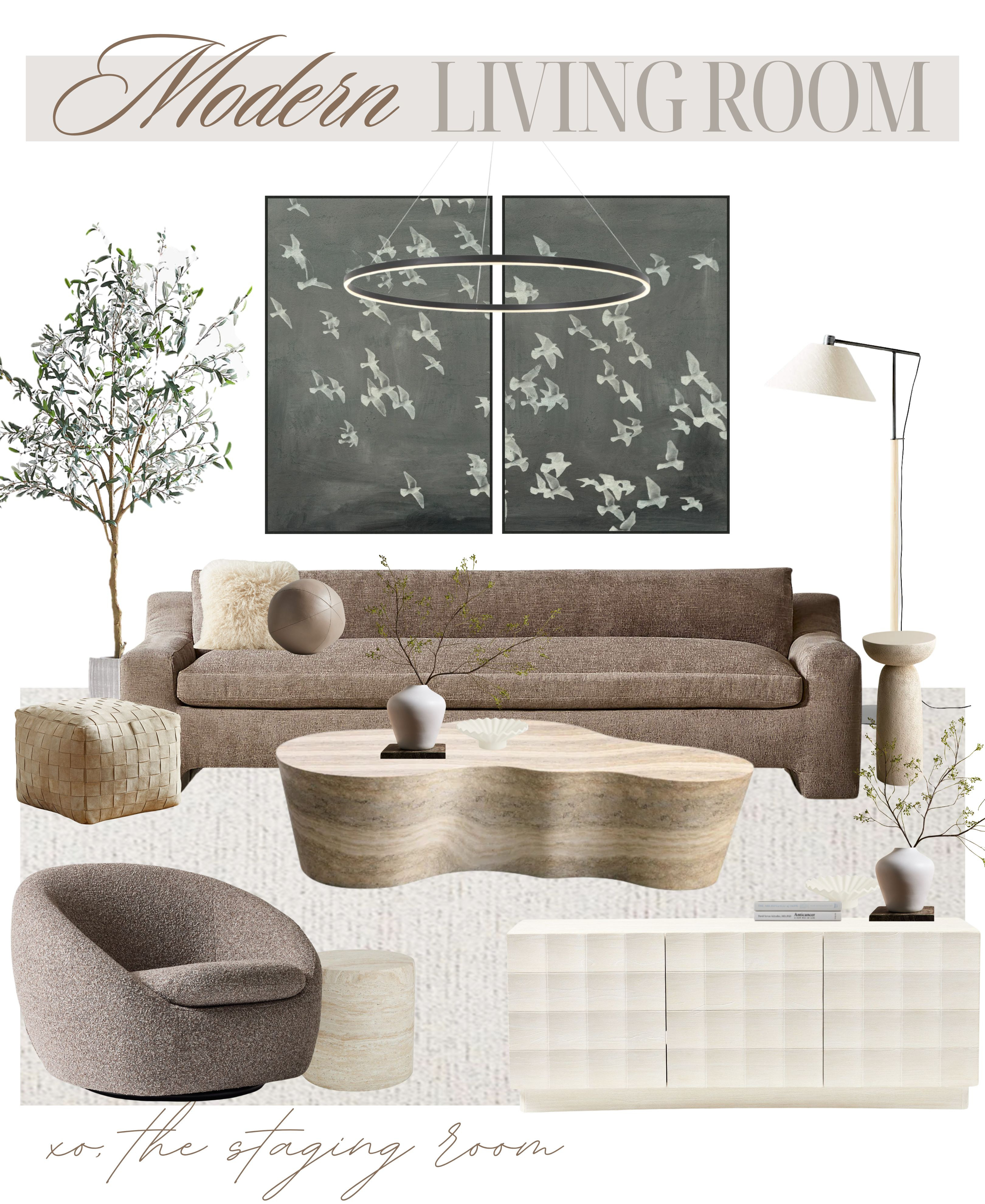 Modern Earthy Living Room - low sofa, upholstered accent chair, travertine coffee table for an organic touch

____

#lowsofa #lowcouch #ltkhome #homedecor #homedesign #livingroomdesign #organicmodern #homeshopping #explore