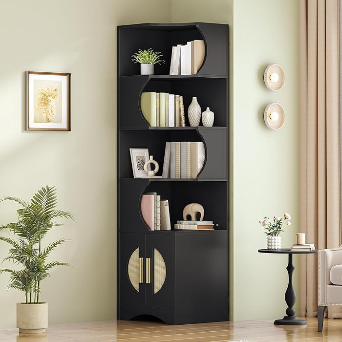 HOOBRO Corner Bookshelf, 70.9" Tall Corner Bookcase, Corner Shelf Storage Display Rack with 4 Ope... | Amazon (US)