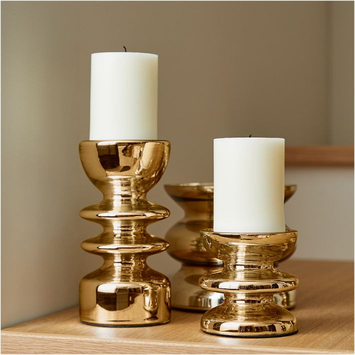 Modern Mercury Glass Pillar Holders | West Elm (US)