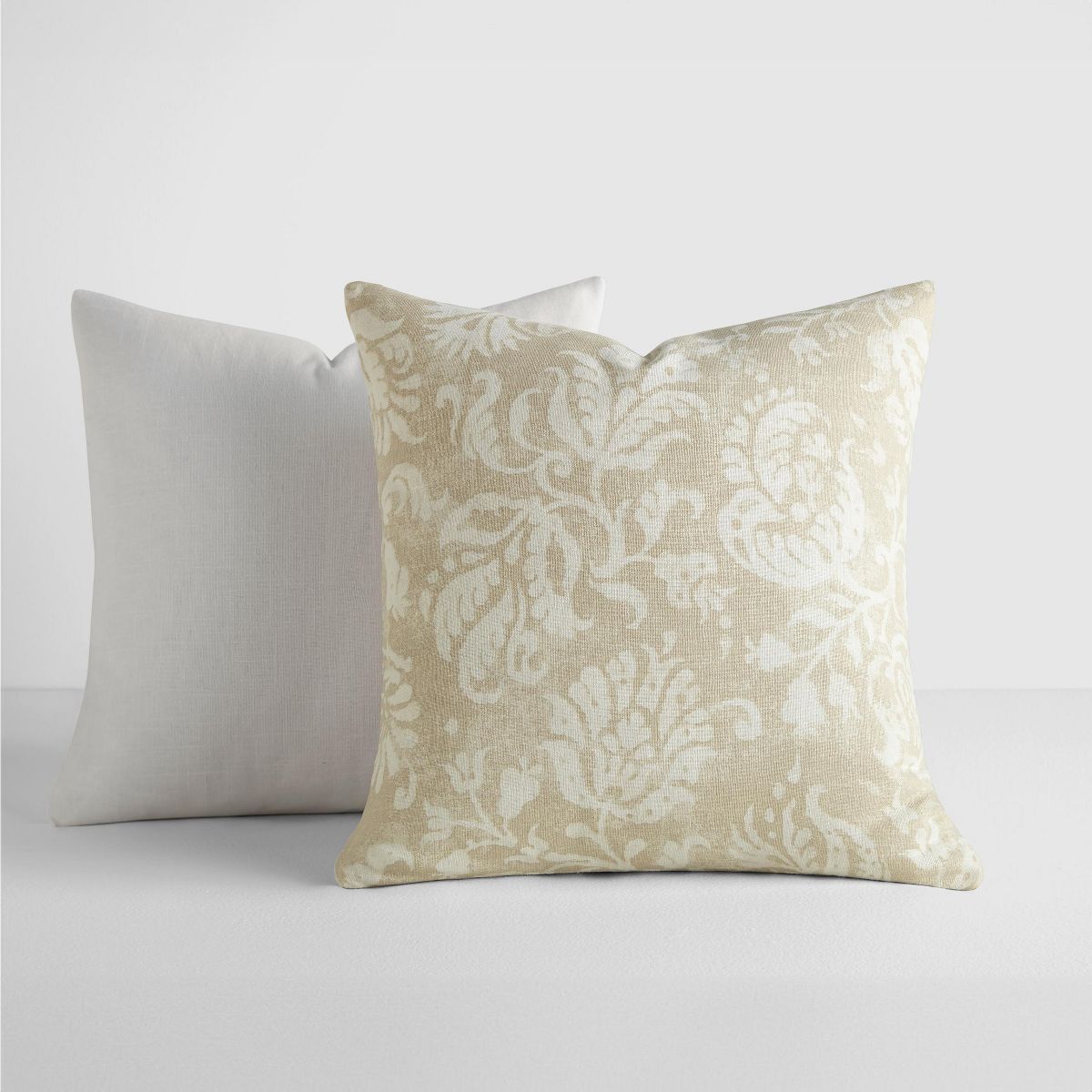2-Pack Cotton Slub Natural Distressed Floral Throw Pillows and Pillow Inserts Set - Becky Cameron... | Target