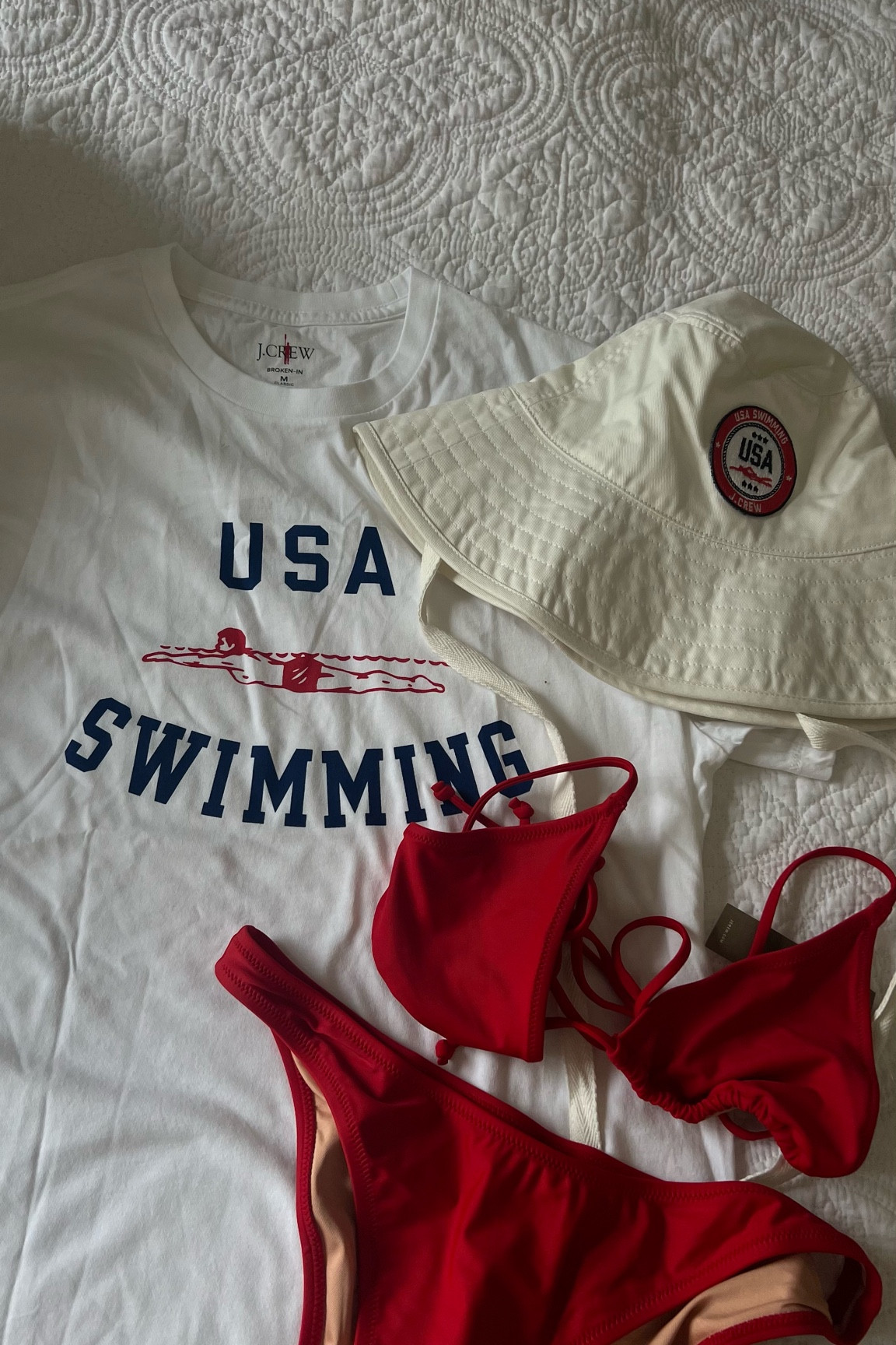 new j.crew x olympics collab
red bikini
summer tshirt 

#LTKSeasonal #LTKFindsUnder100 #LTKSwim