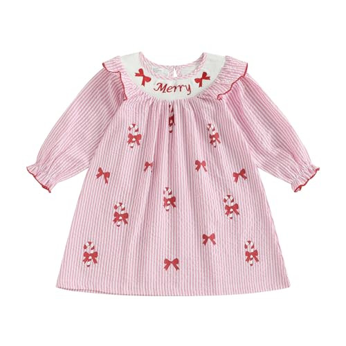 Toddler Little Baby Girl Christmas Dress Ruffle Long Sleeve Smocked Dresses Merry Christmas Outfi... | Amazon (US)