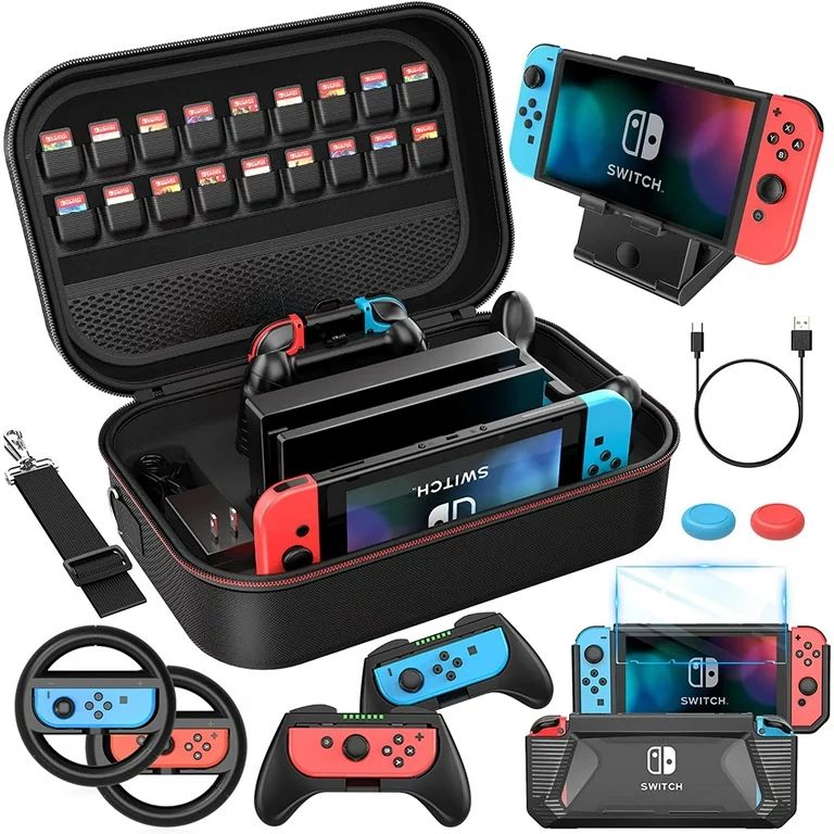 HEYSTOP Switch Accessories Bundle 12 in 1 Compatible with Nintendo Switch, Gift Kit with Carrying... | Walmart (US)