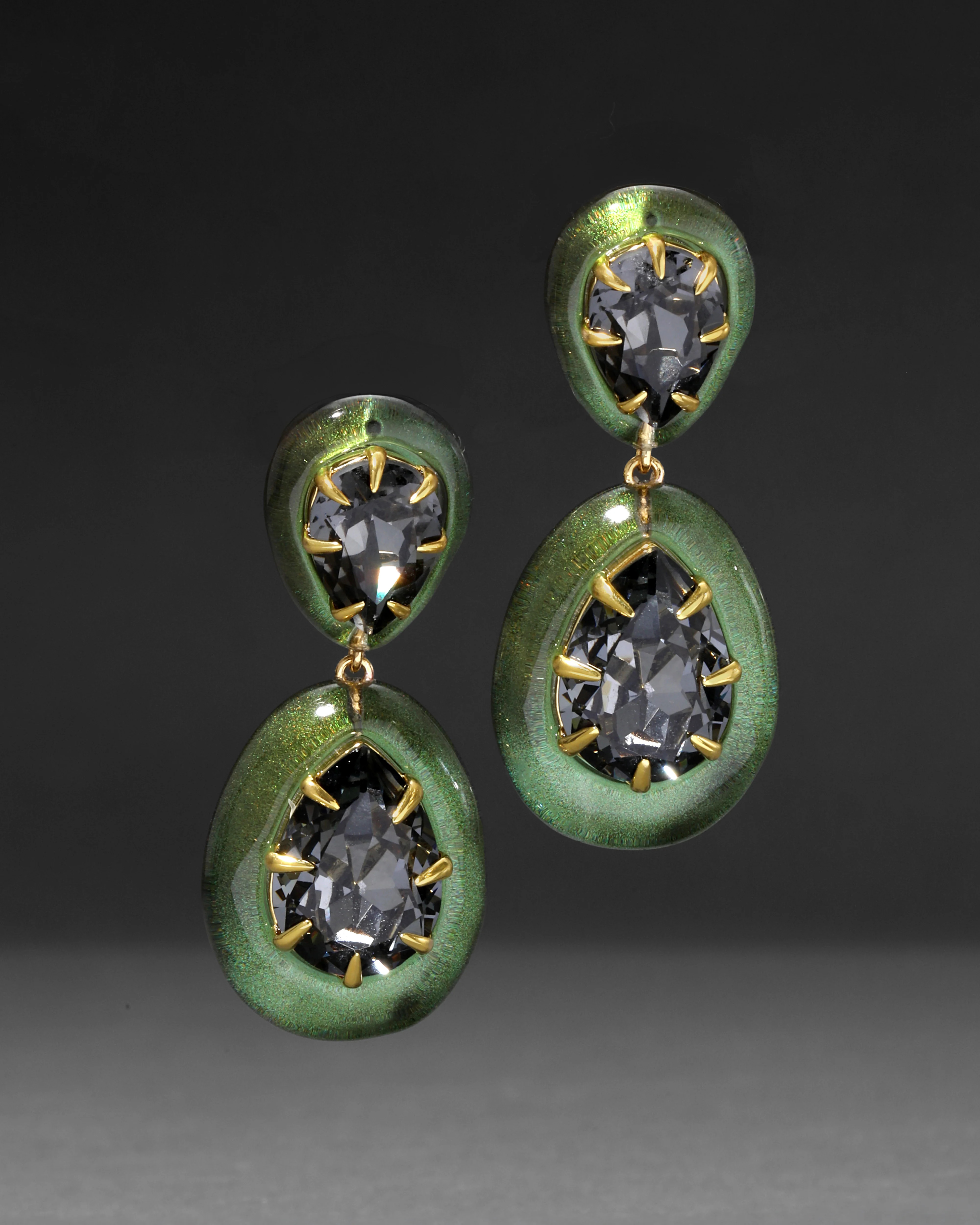 Bonbon Crystal Green Lucite Teardrop Post Earrings | Green Earrings | Alexis Bittar