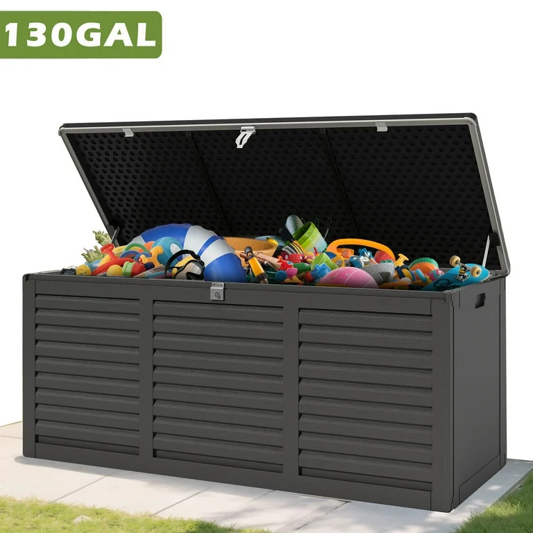 Outdoor Storage Box, 130GAL Waterproof Deck Box, Lockable Pool Patio Storage Indoor Toy Box, Outd... | Walmart (US)