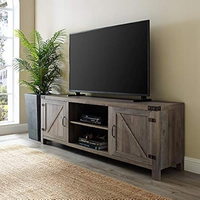 Walker Edison Modern Farmhouse Barn Wood Stand with Cabinet Doors TV's up to 80", Storage Cabinet... | Amazon (US)