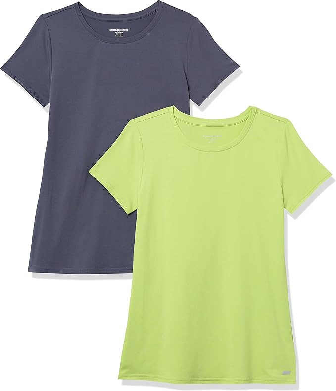 Amazon Essentials Women's Tech Stretch Short-Sleeve Crewneck T-Shirt, Pack of 2 | Amazon (US)
