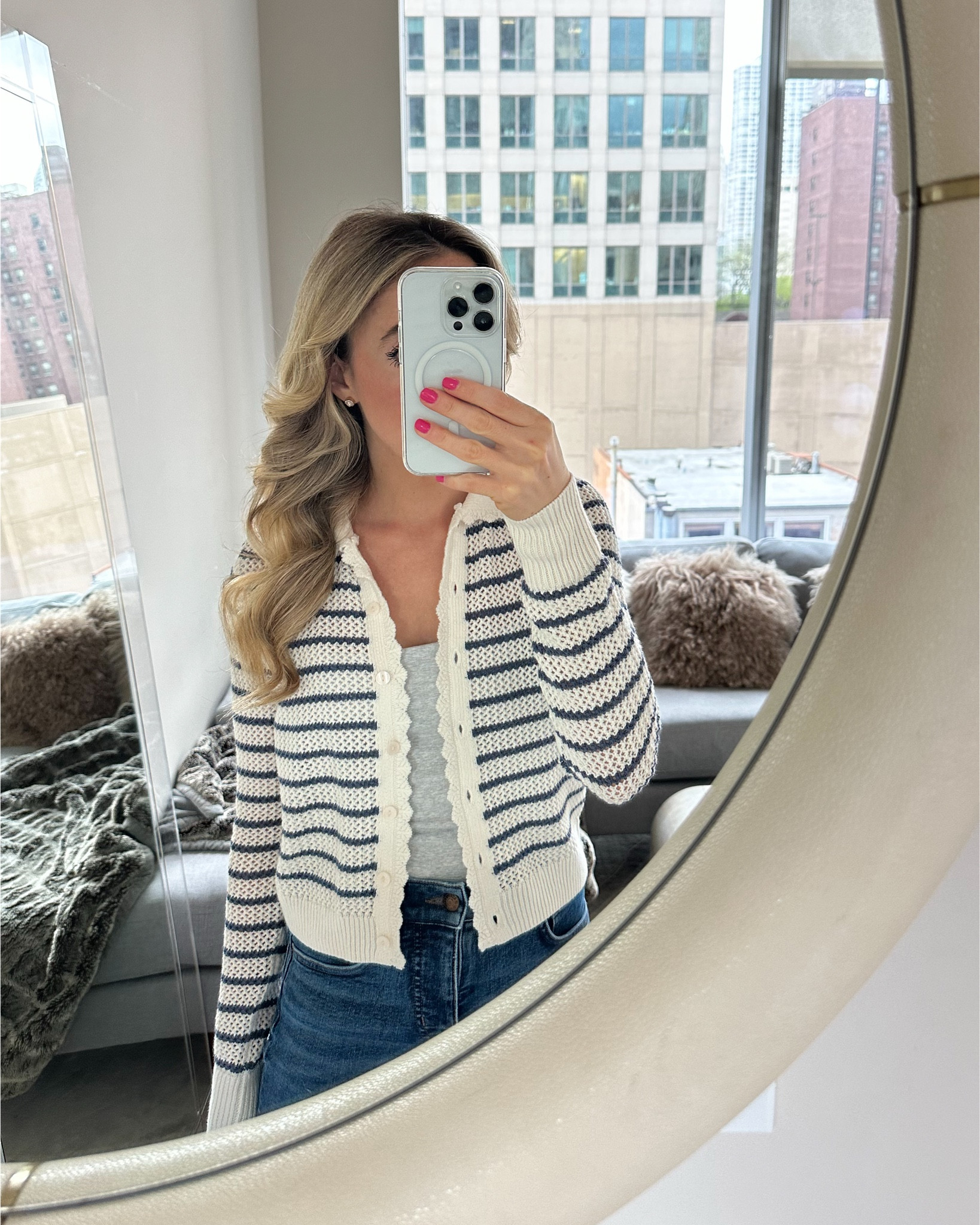 Chicago: Daily Outfit- casual workwear - the second photo shows the cute collar detail - 

*maximize the ways to wear this cardigan by wearing it as a swim cover up with jean shorts or linen pants perfect for summer and boat days especially Memorial Day weekend, Fourth of July, and Labor Day Weekend 

#LTKWorkwear #LTKSwim #LTKootd