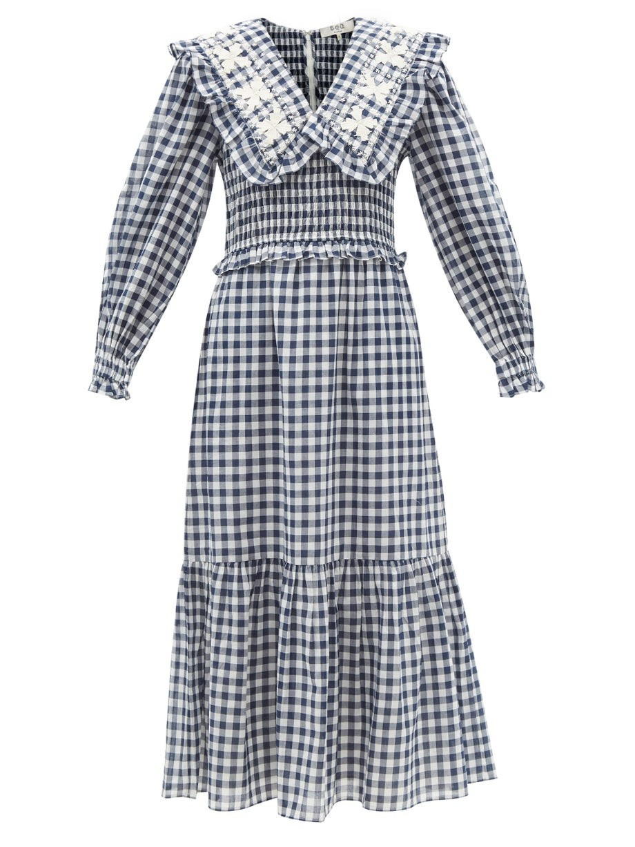 Gina ruffled-collar gingham cotton midi dress | Matches (US)