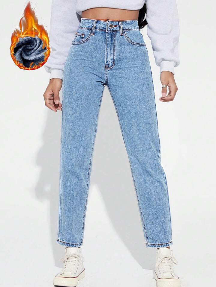 Washed Denim Tapered Pants | SHEIN