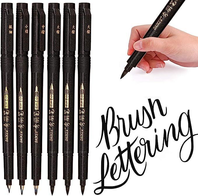 MISULOVE Hand Lettering Pens, Calligraphy Pens, Brush Markers Set, Soft and Hard Tip, Black Ink R... | Amazon (US)