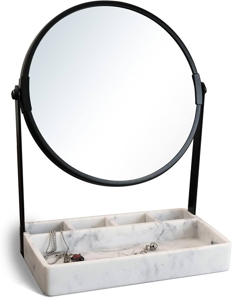Vanity Mirror with Marble Tray, Makeup Mirror with Tray,Table Mirror with Tray,Vanity Mirror with... | Amazon (US)