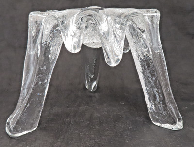Vintage Blenko Art Glass Clear Melting Ice Tripod Taper Candle Holder 4.5" High | eBay US